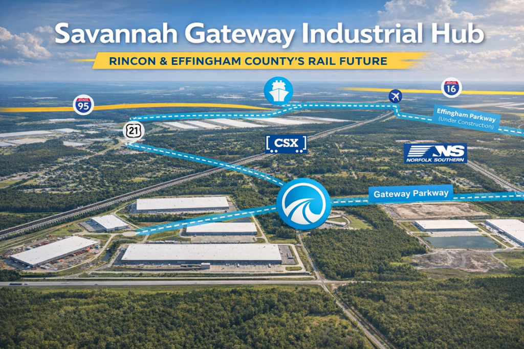 Savannah Gateway Industrial Hub connecting Rincon and Effingham County to Savannah rail and port infrastructure