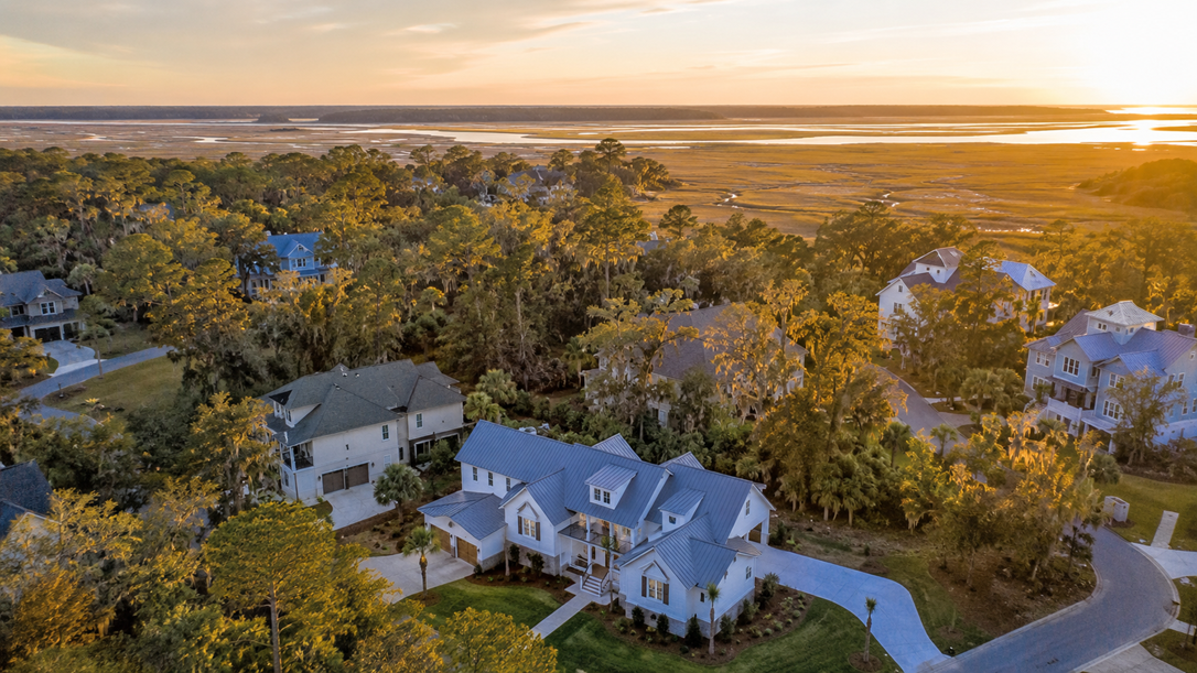 New construction homes across Coastal Georgia at golden hour