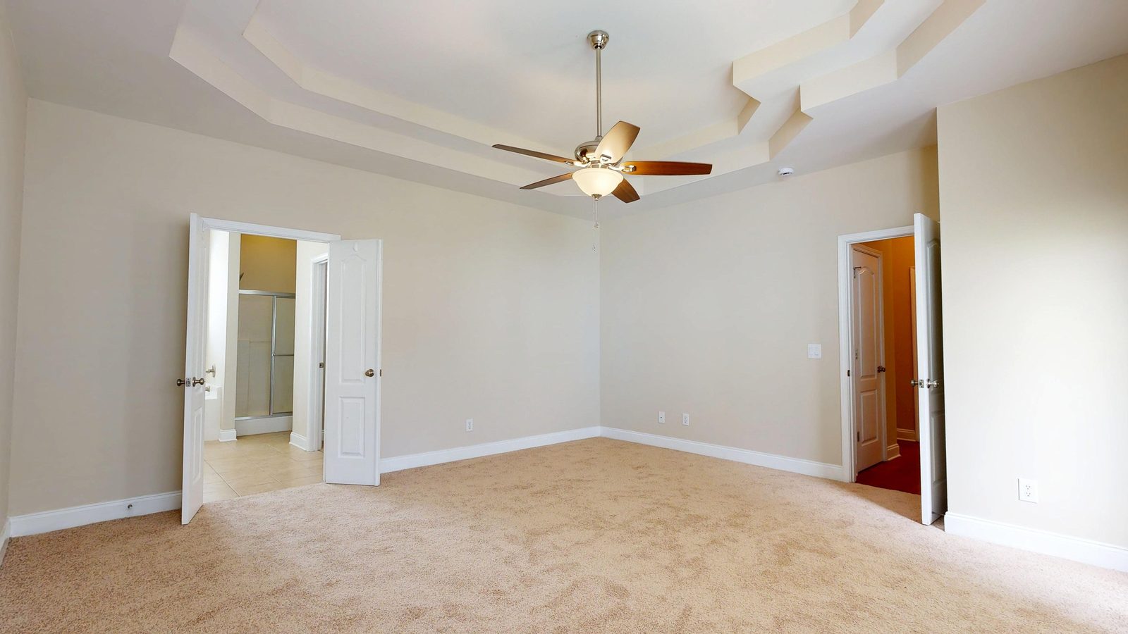 Primary bedroom with tray ceiling at 227 Clearwater Circle, Rice Hope