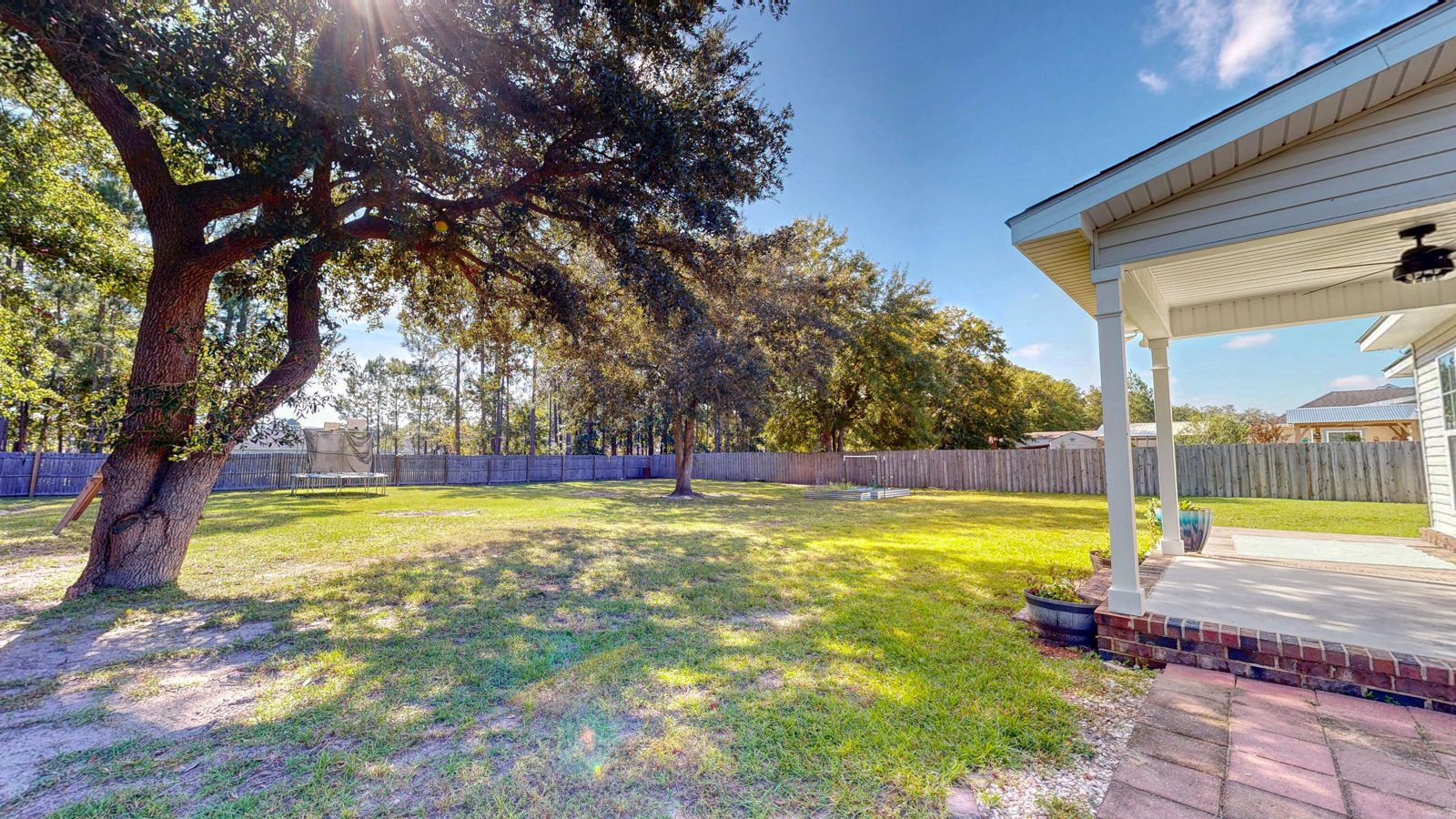 Backyard view from the covered porch